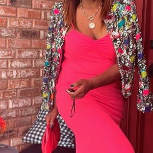 Alice + Olivia Cropped Multicolor Sequin Jacket -Worm in good condition